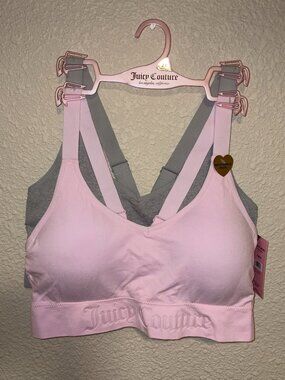 Juicy Couture Sports Bra 2 Pack Pink Gray Racerback 2XL NWT